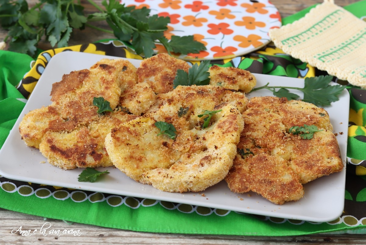 Geroosterde of luchtfriteuse Bloemkool Schnitzels