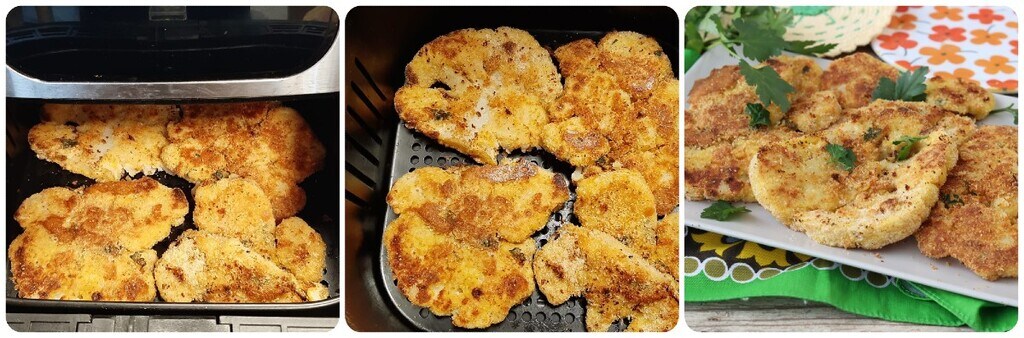 Geroosterde of luchtfriteuse Bloemkool Schnitzels
