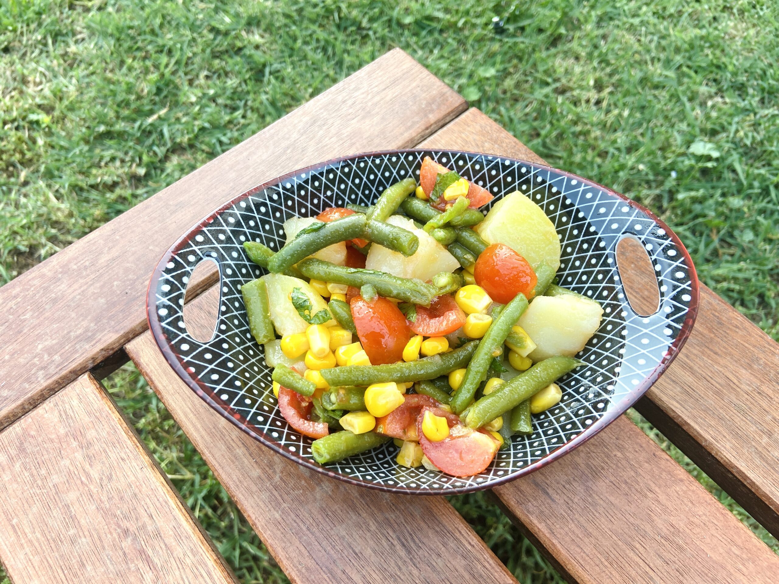 Heerlijke aardappel en sperziebonen salade