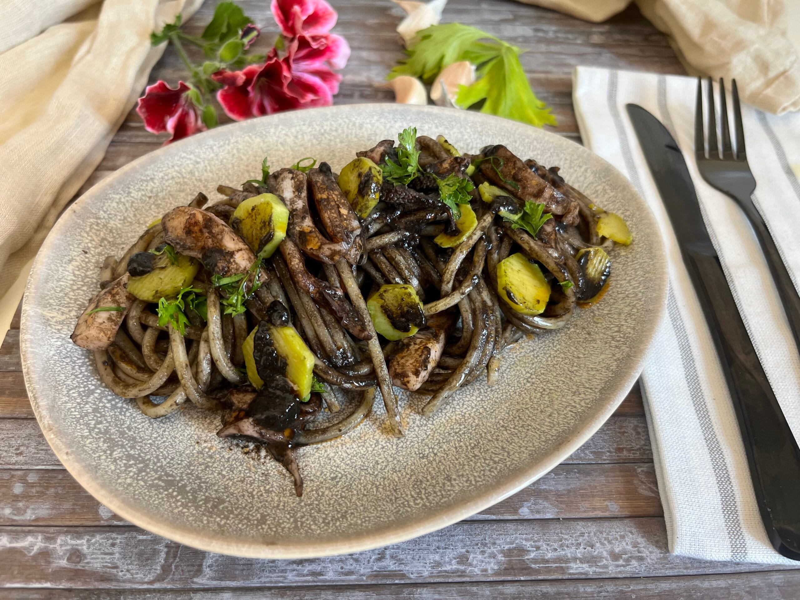 Spaghetti met inktvisinkt