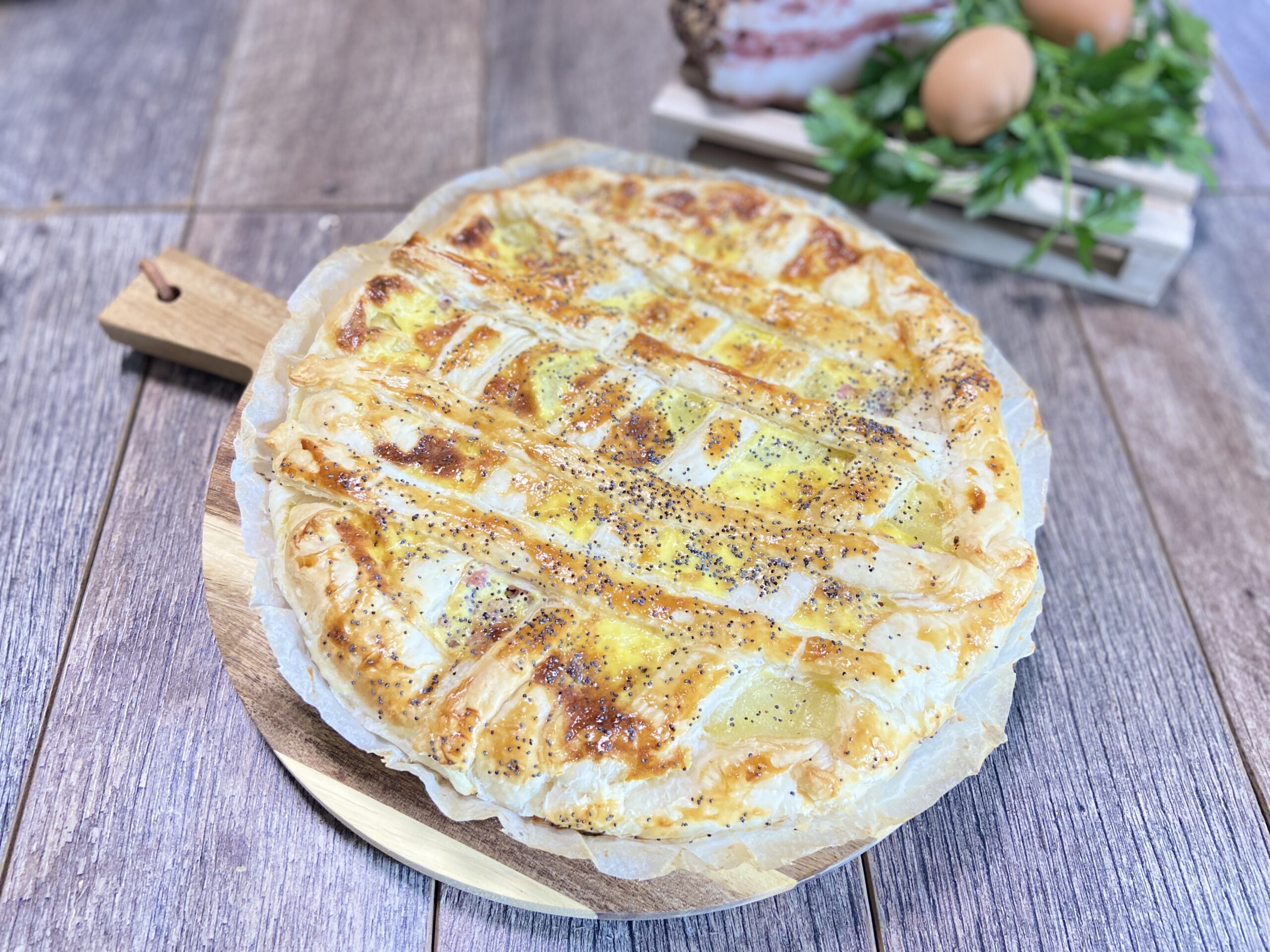 Hartige taart met carbonara