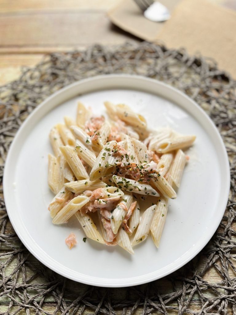 Penne met gerookte zalm