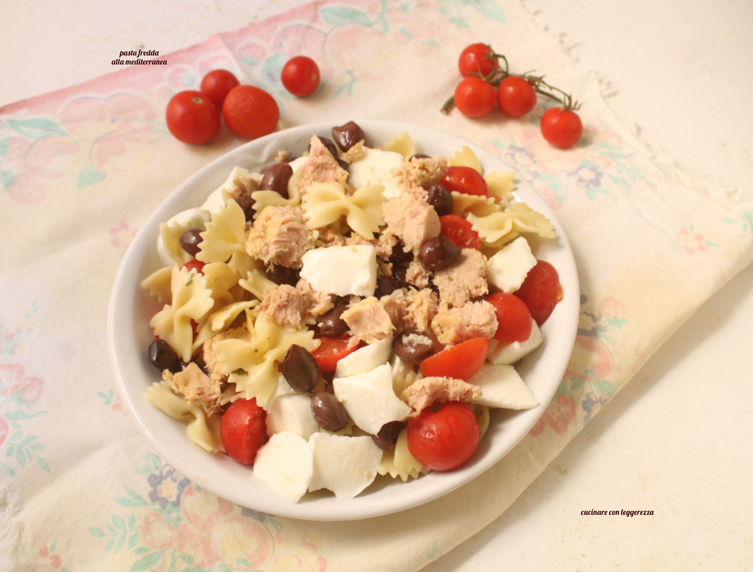 Koude mediterrane pasta