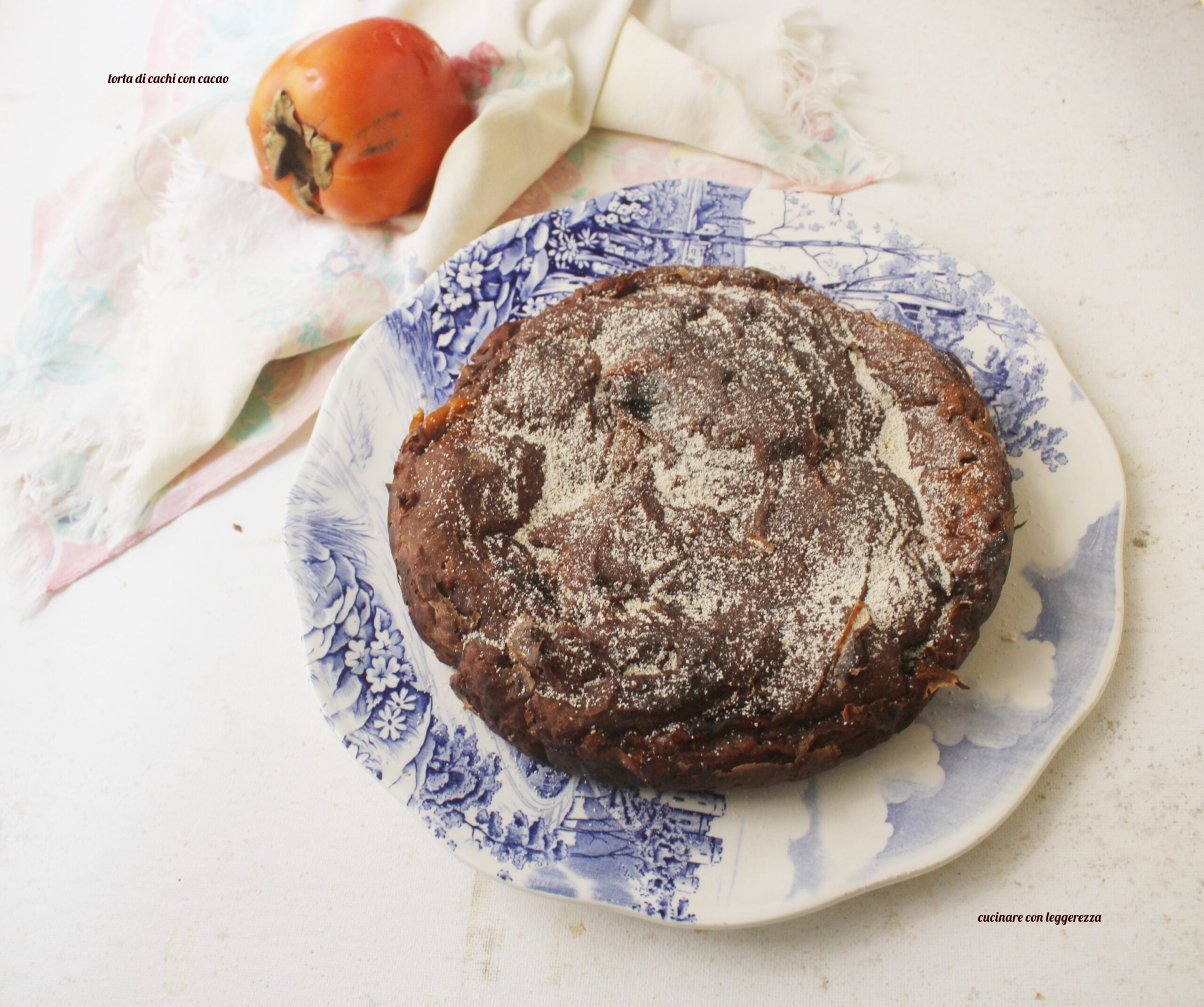 Kakipersentaart met cacao