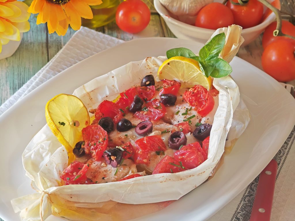 Kabeljauw in papillot in airfryer