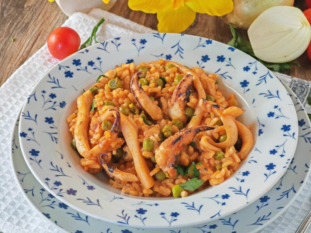 Risotto met inktvis en erwten