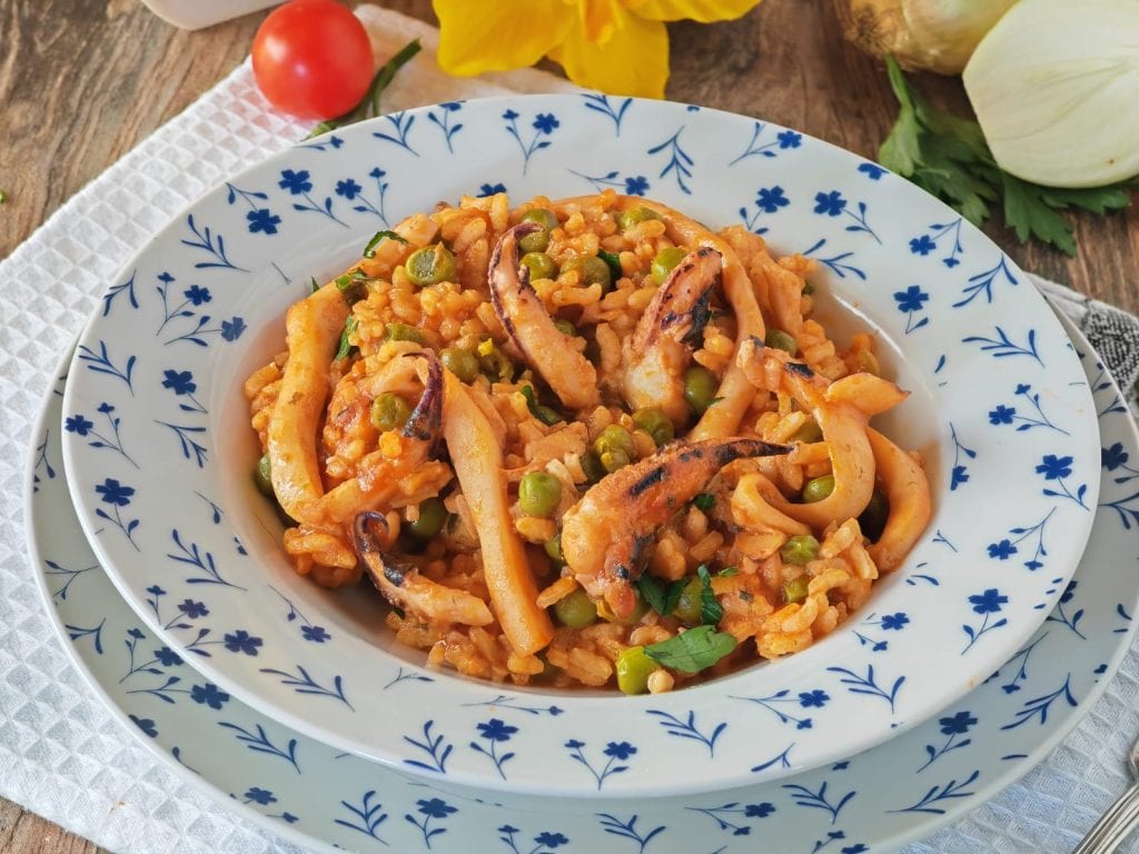 Risotto met inktvis en erwten