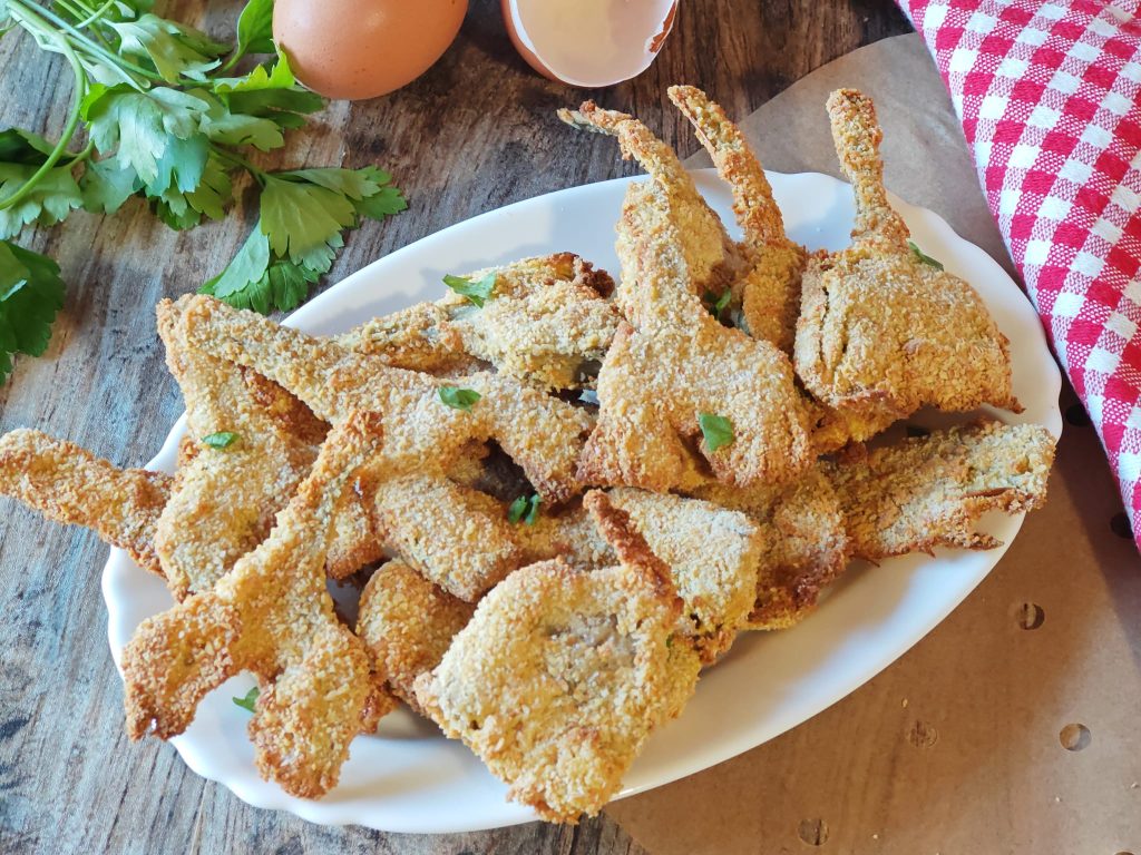 Gepaneerde artichokken in de airfryer