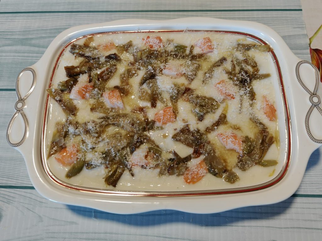 Lasagne met artisjokken en garnalen