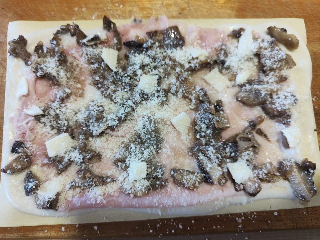 Girelle van lasagne ham en champignons