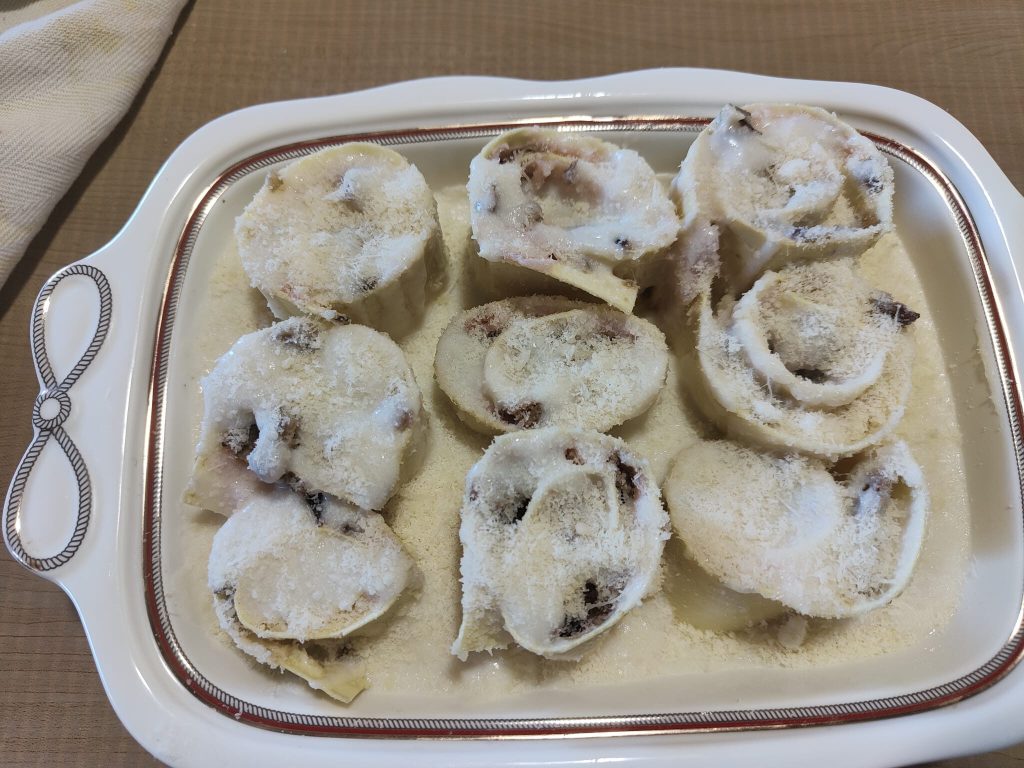 Girelle van lasagne ham en champignons