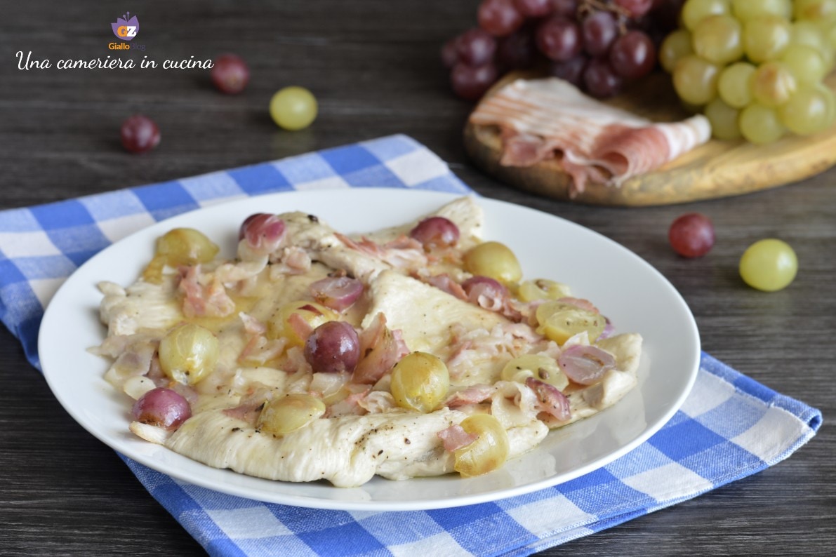 Kalkoenfilet met bacon en druiven