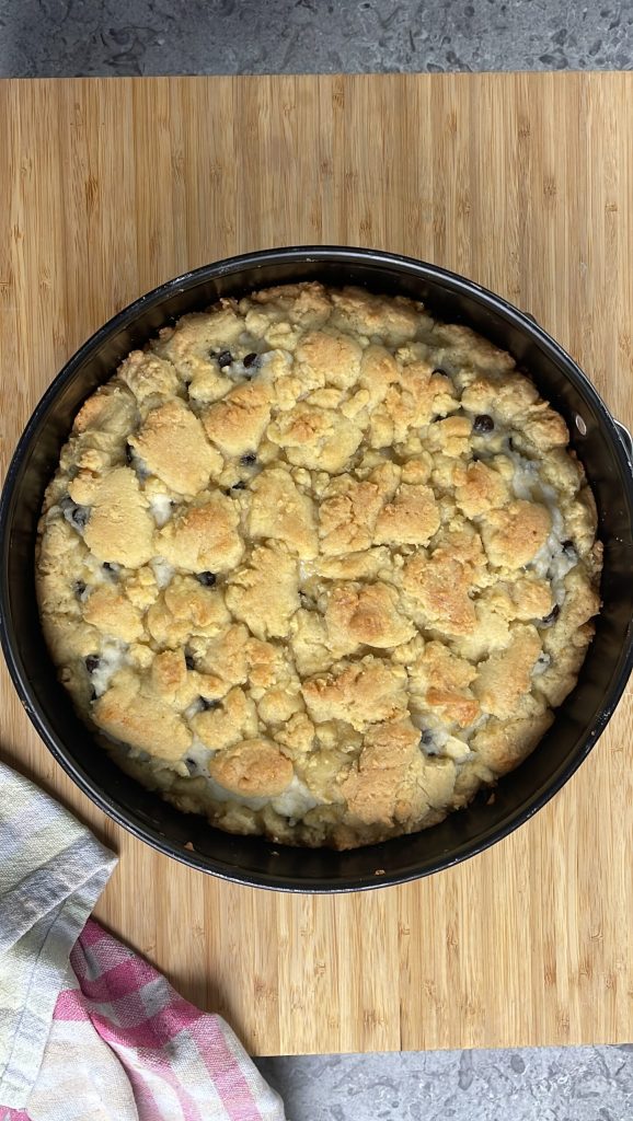 Kruimeltaart met ricotta en chocoladedruppels