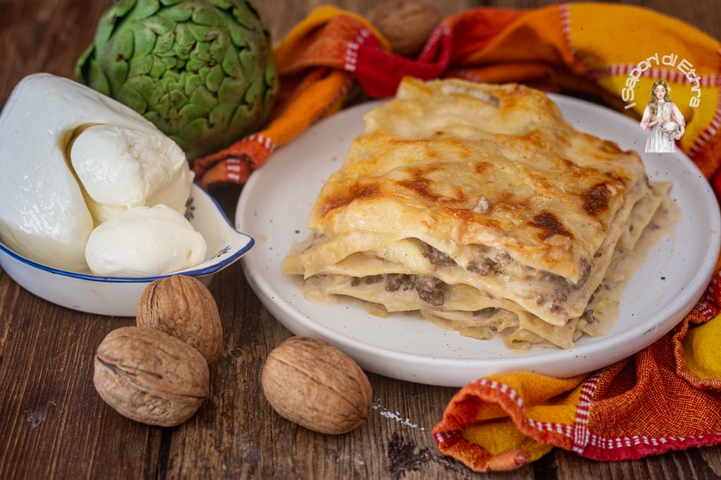 Lasagne met artisjokken en walnoten bechamelsaus