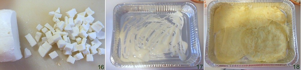 maak de eerste laag lasagne