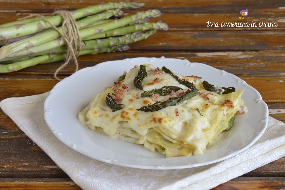 Lasagne met asperges en gekookte ham