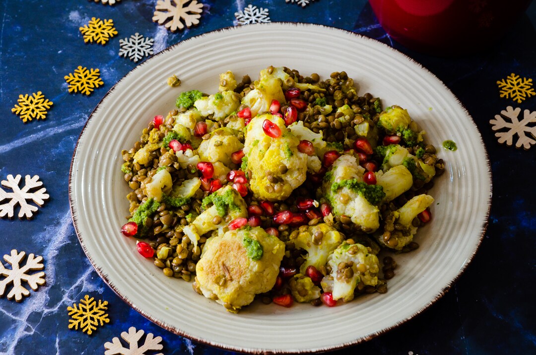 Bloemkool en linzensalade, gezond en smaakvol recept perfect voor herfst en winter