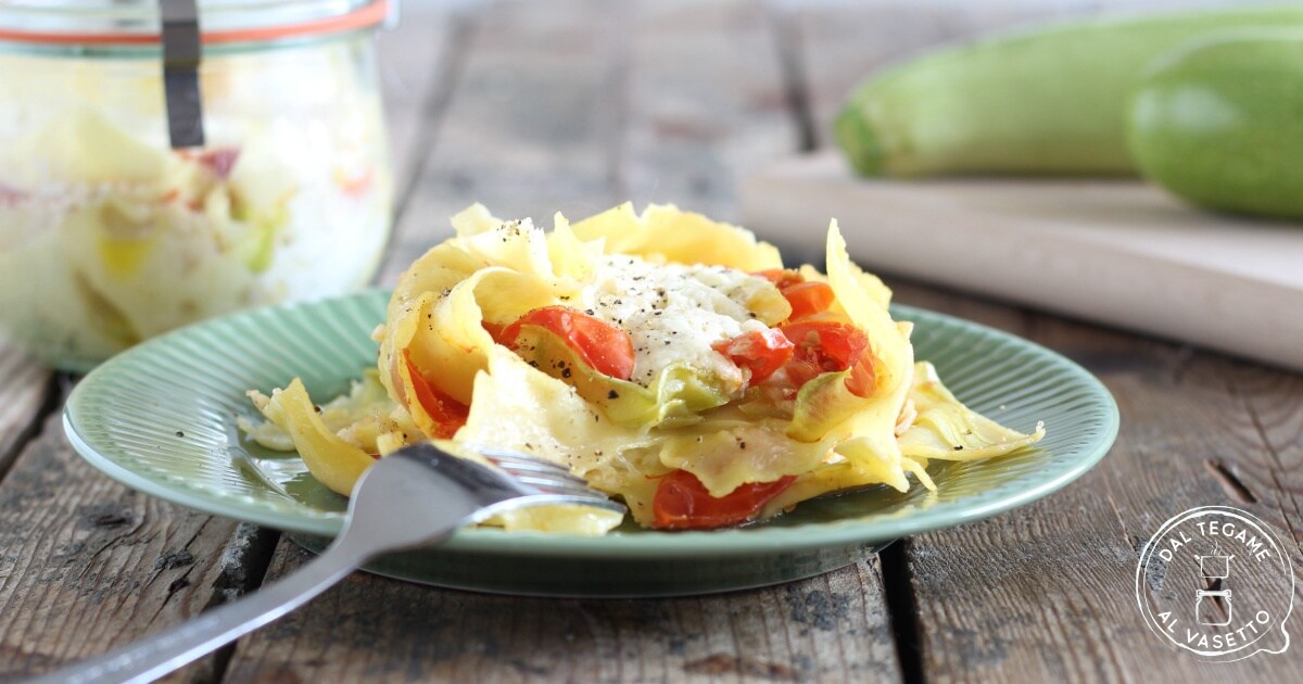 Lichte lasagne in potkoken
