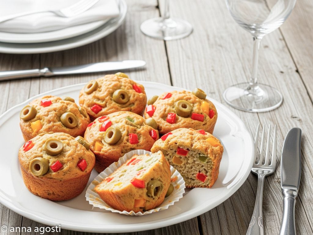 Muffin Olijven Paprika en Montasio