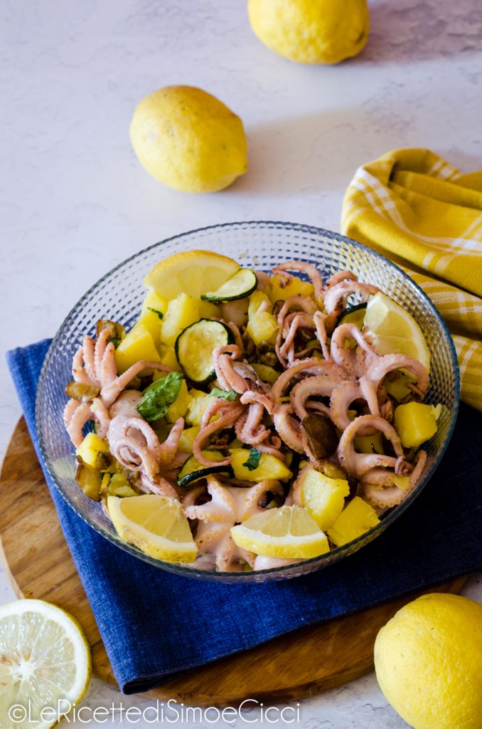 Octopussalade met aardappelen en groenten
