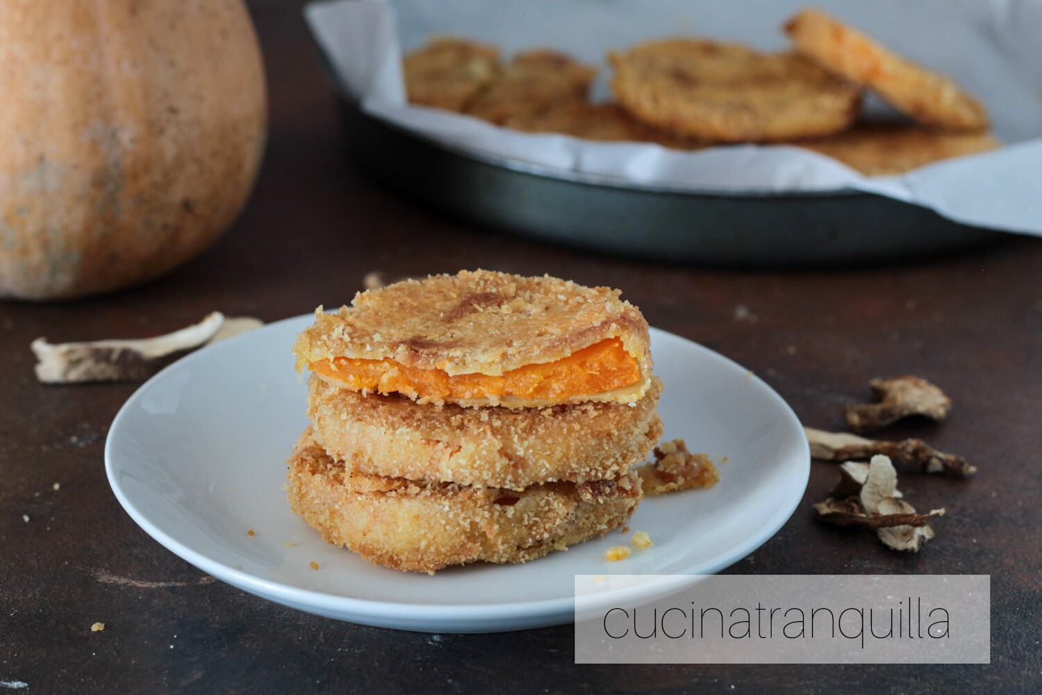 Pompoenschnitzels uit de oven