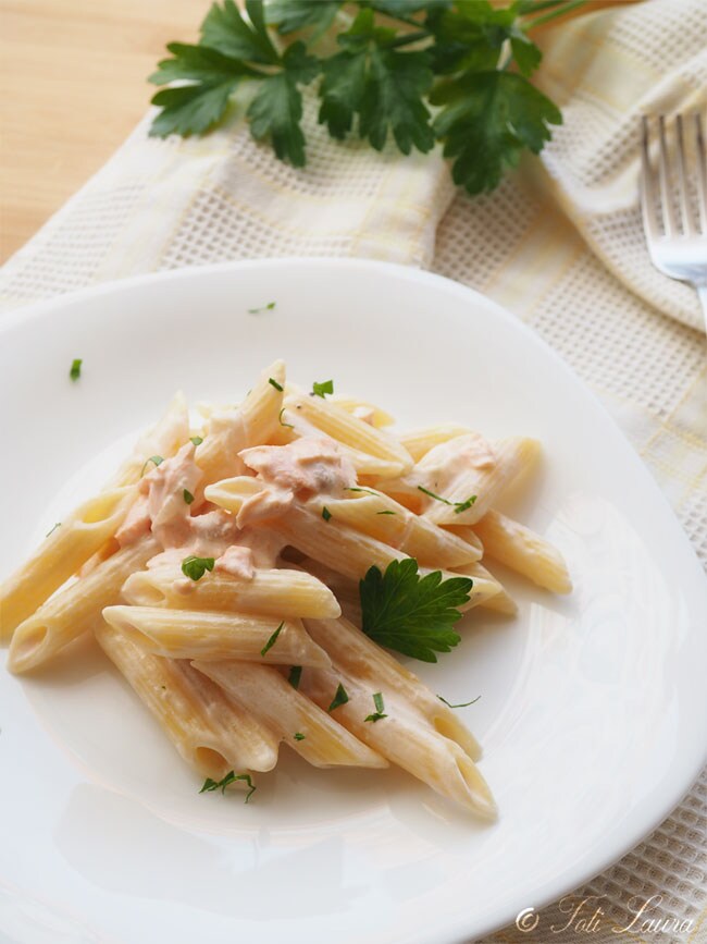Pasta room en zalm