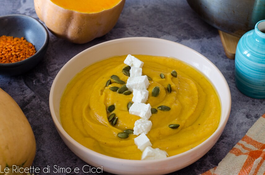 Crème of pompoensoep en linzensoep