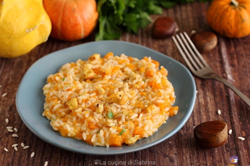 Pompoen en kastanje risotto in snelkookpan