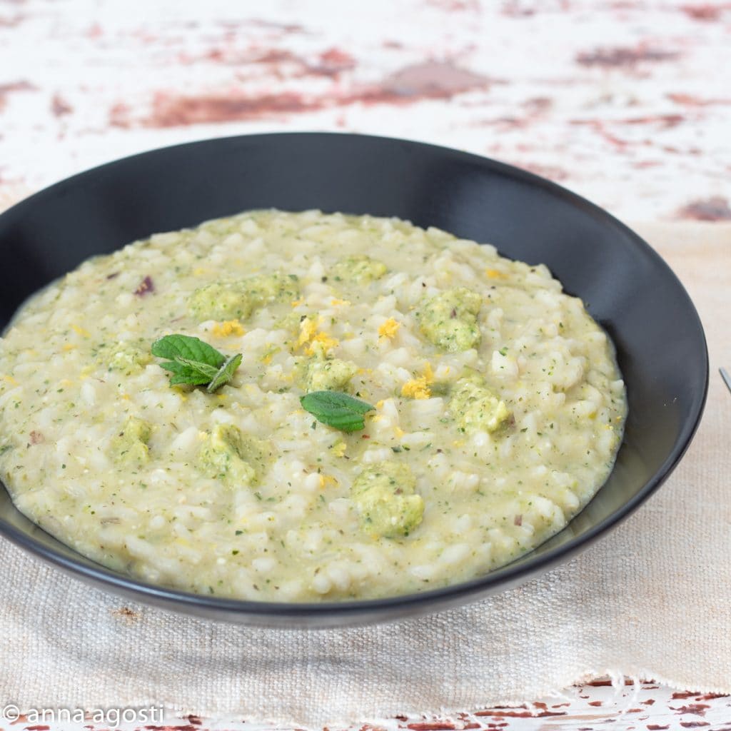 Risotto met geroosterde courgettecrème en citroen