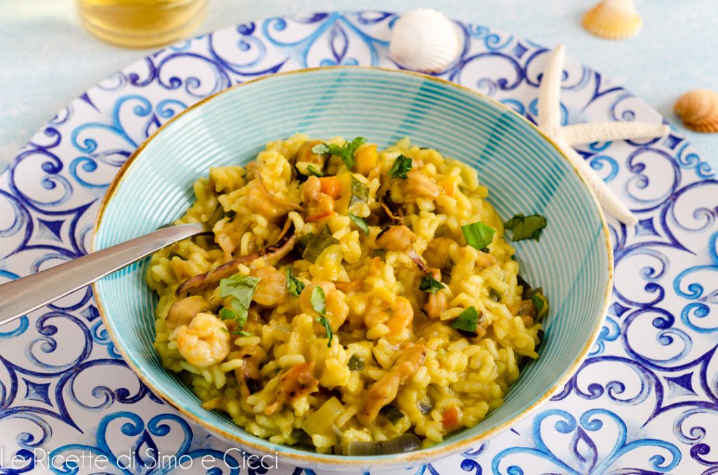 Risotto met zeevruchten en courgettes