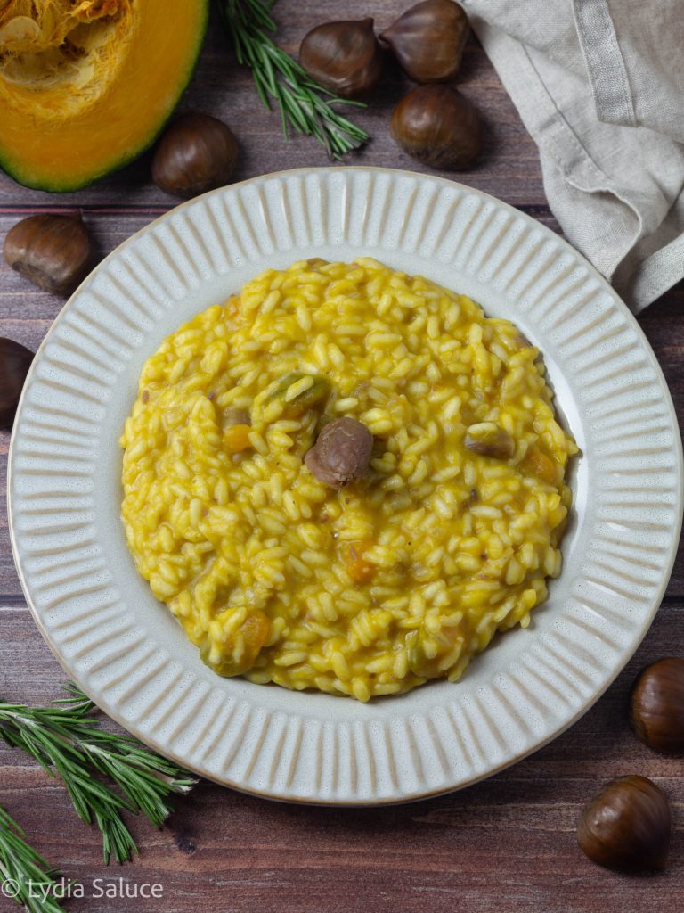 Risotto met pompoen en kastanjes