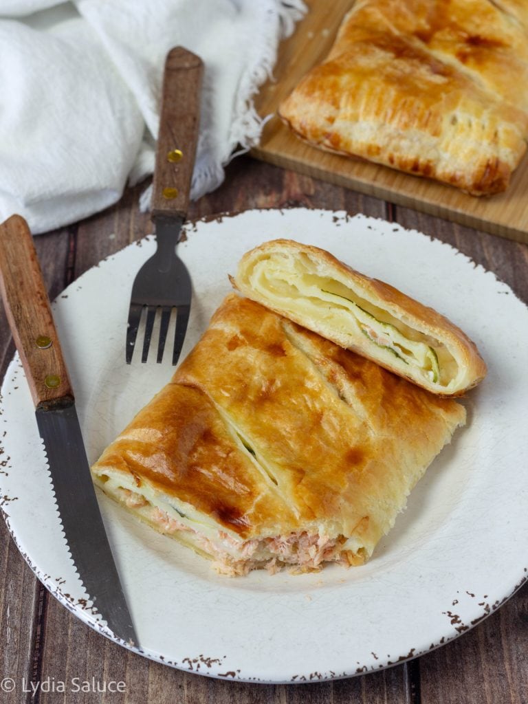 Rustiek met courgettes en zalm