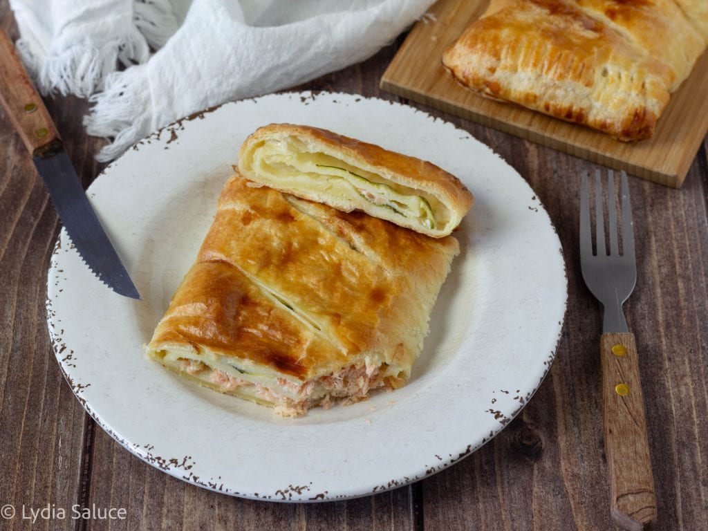 Rustiek met courgettes en zalm