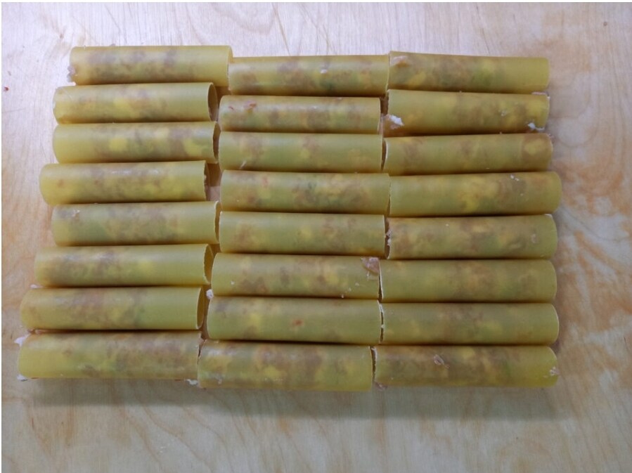 De cannelloni gevuld met worst met ragù en bechamelsaus