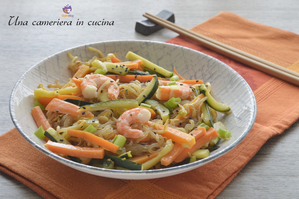 Shirataki met groenten en gamba’s