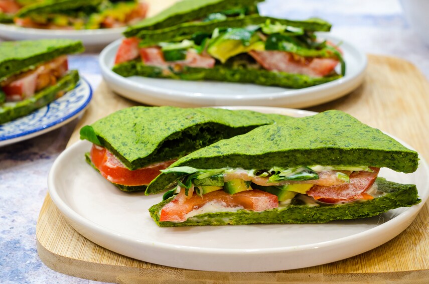 Spinaziesandwich met ongezuurd brood, op vele manieren te vullen!