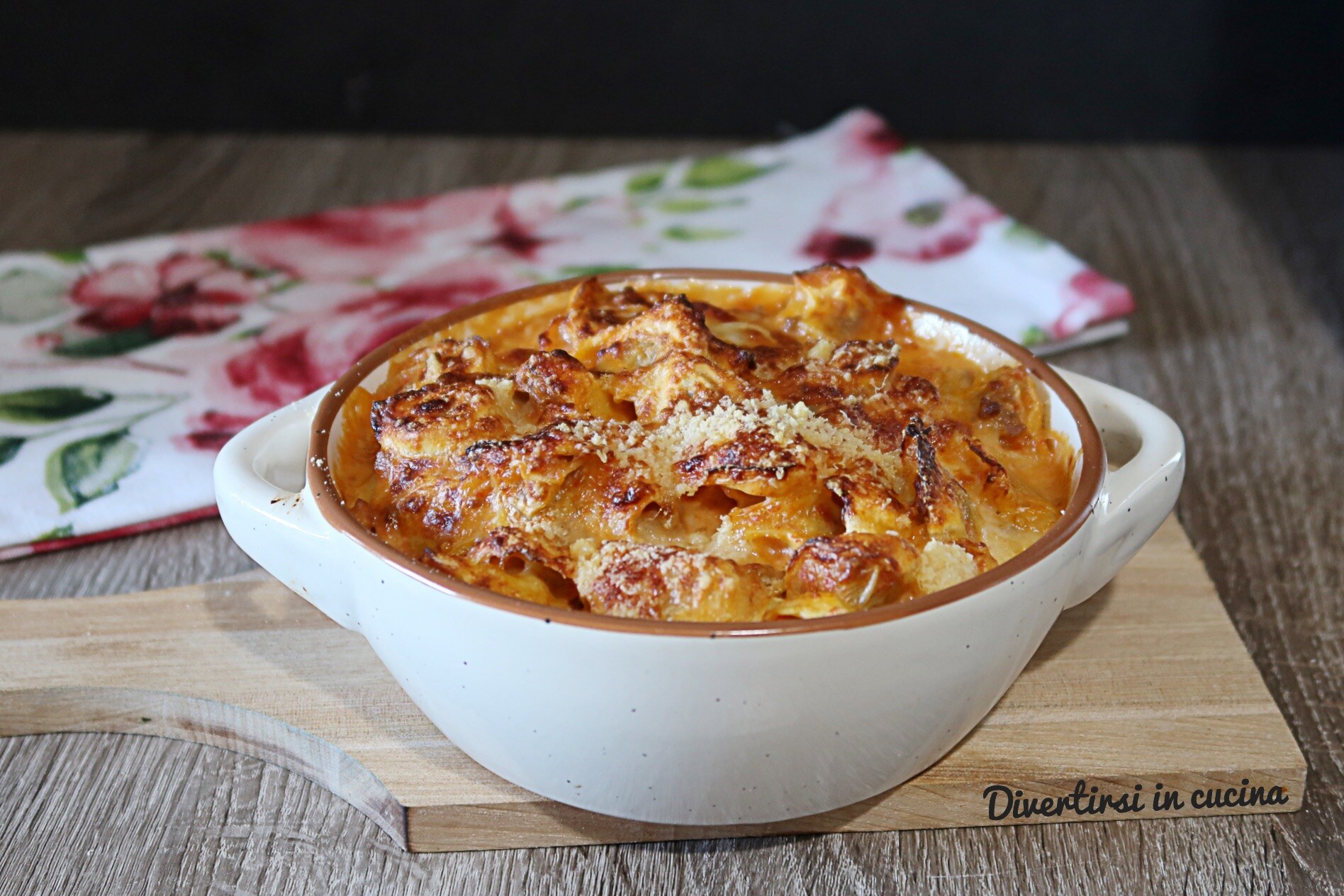 Tortellini gegratineerd in heteluchtfriteuse