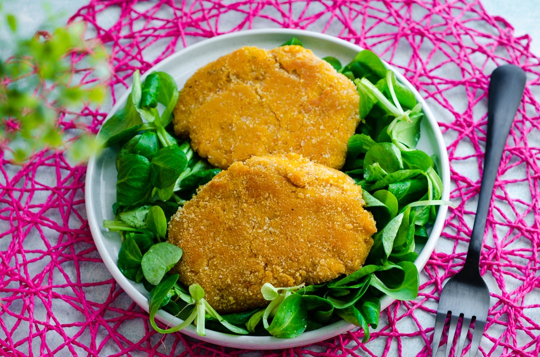 Veganistische schnitzels van pompoen en kikkererwten, makkelijk te bereiden en smakelijk!
