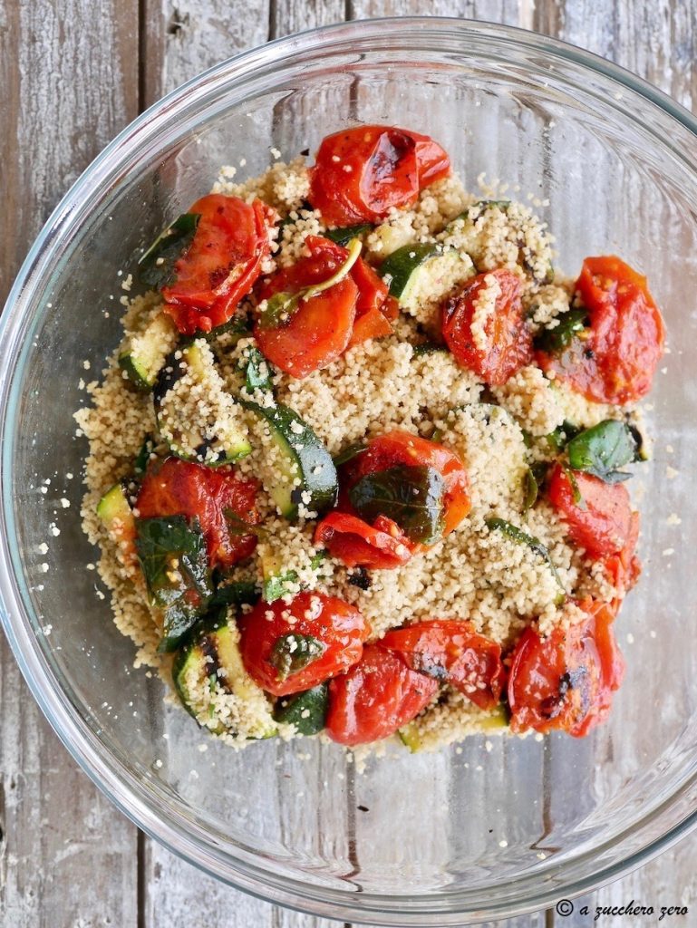 Volkoren couscous met gegrilde groenten en cherrytomaatjes