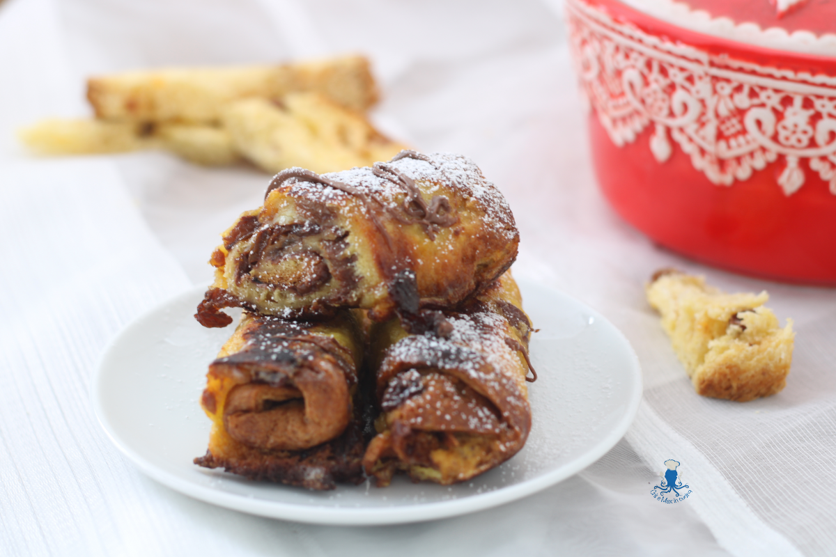 Wentelteefjes met panettone, smakelijk recept met Nutella.