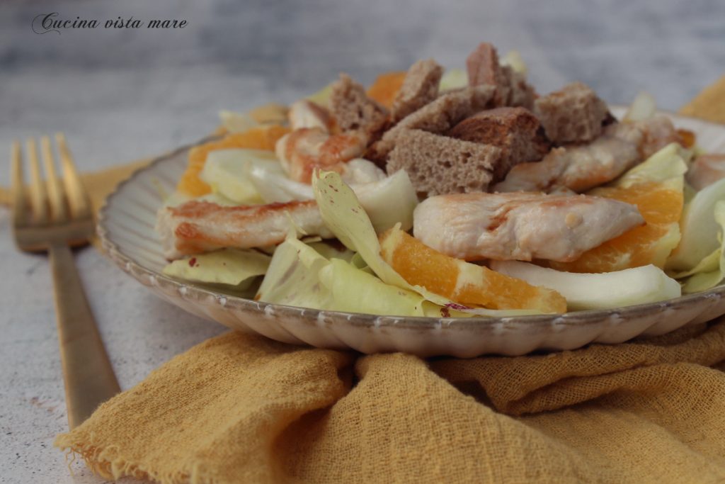 Winterse salade met kip en radicchio Keuken met zeezicht