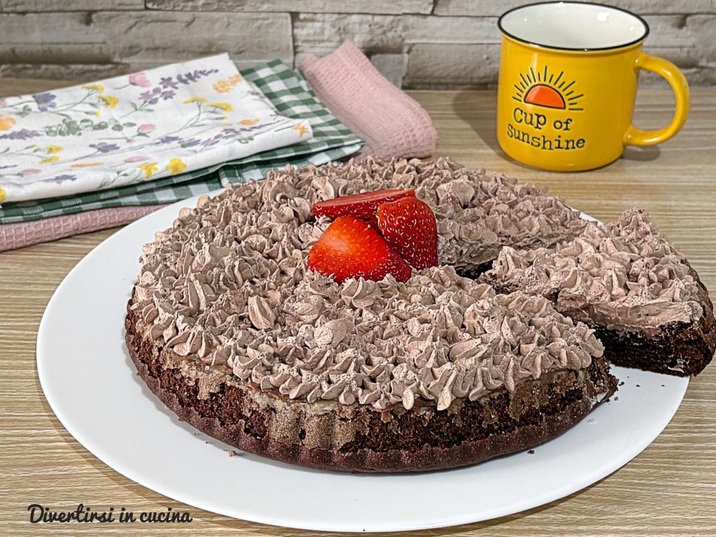 Zachte aardbeientaart met chocolade