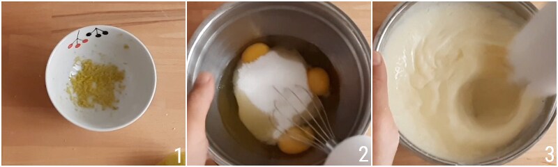 a. de eieren kloppen tot ze in volume verdubbelen