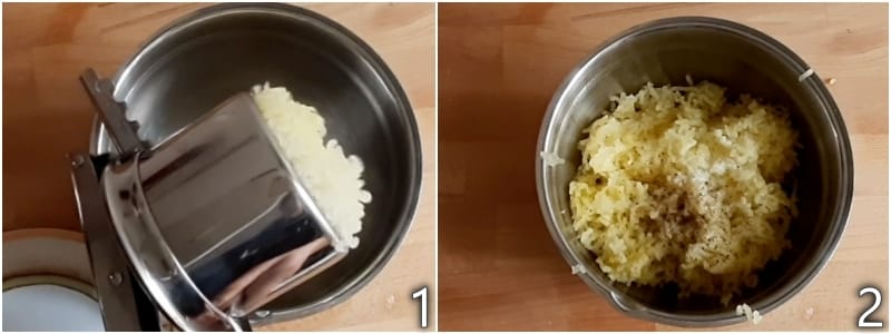 a. gekookte aardappelen stampen
