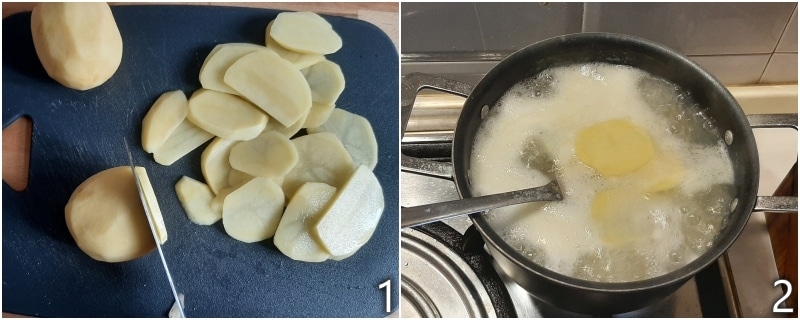 a. snijd en blancheer de aardappelen voor de gratin
