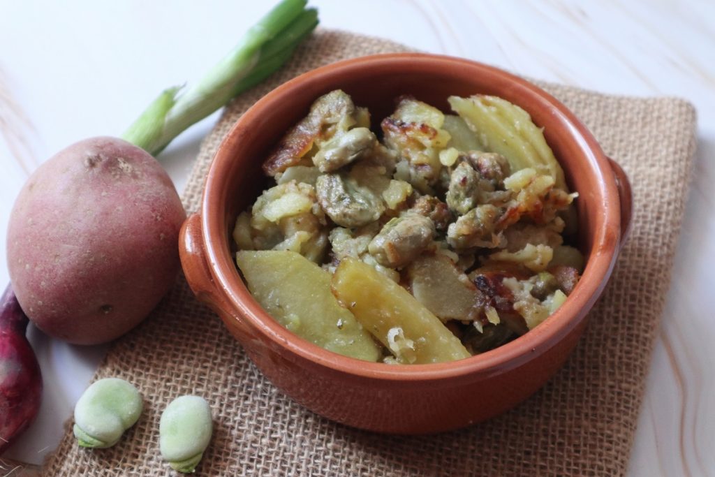 aardappelen, tuinbonen en Tropea-ui