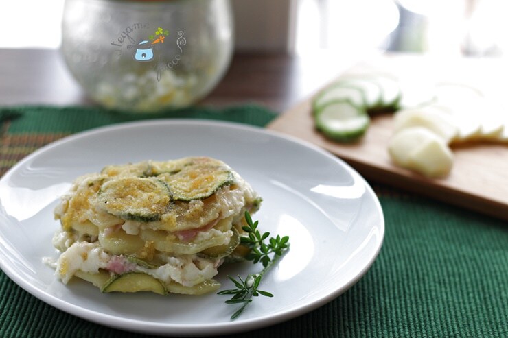 Aardappel en courgette taartje in pot