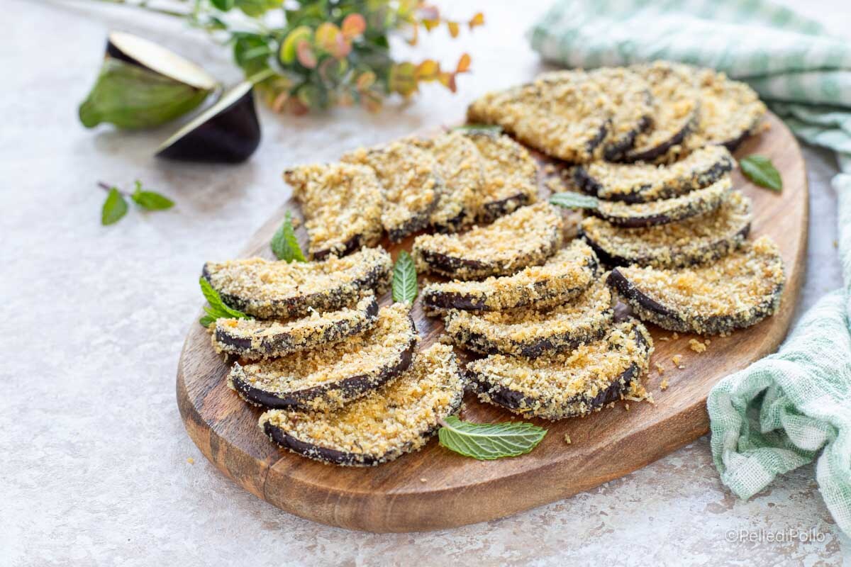 Gebakken aubergine halve maantjes uit de oven
