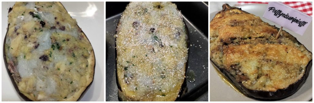 gevulde bootjes met kabeljauw en aubergines