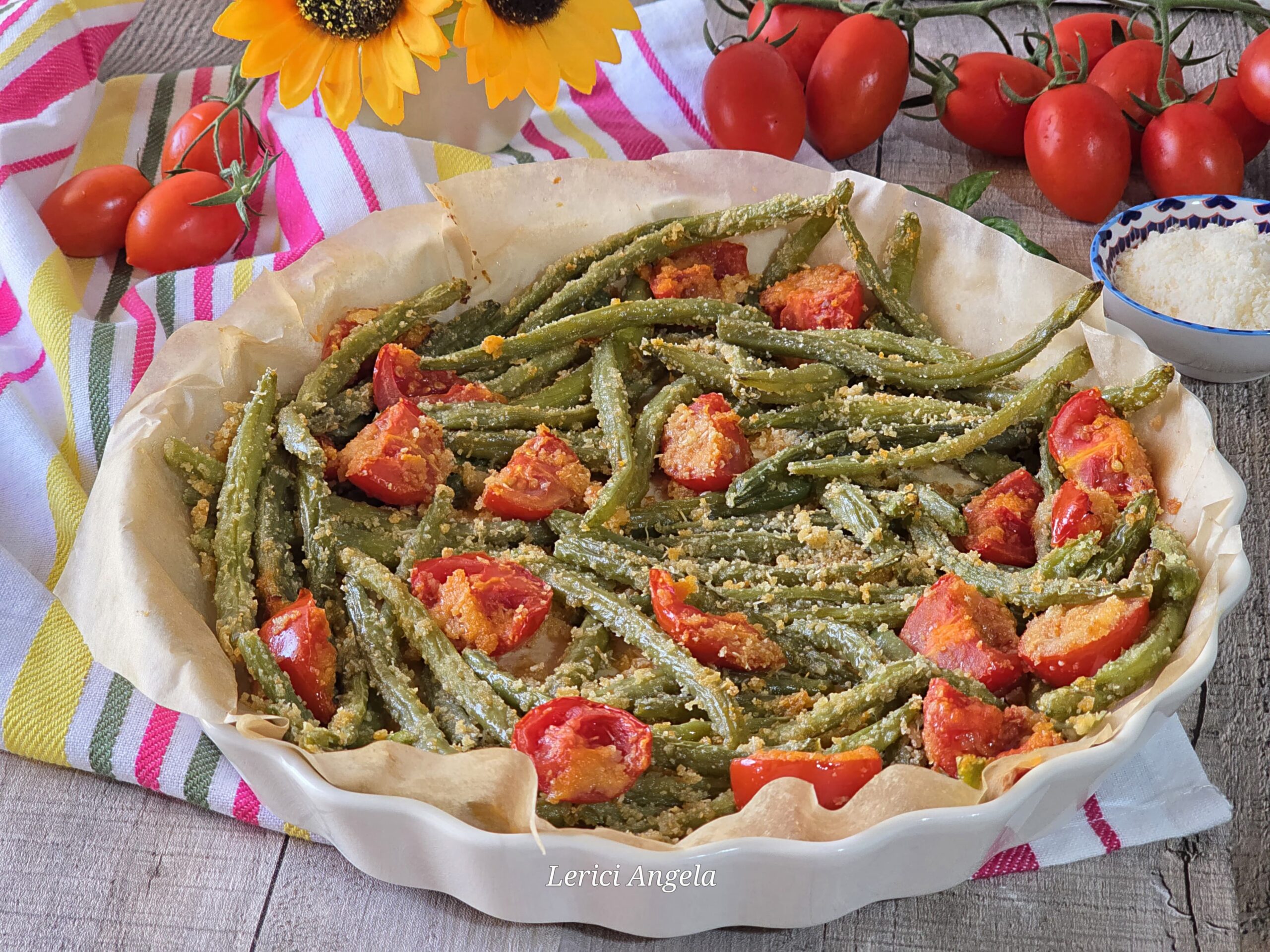 Mediterrane gegratineerde sperziebonen